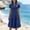 Blue, variant on TAGOLD Womens Short Sleeve V Neck Dress Solid Color Stylish Casual Summer Daily Outfit