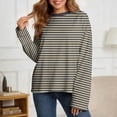 thumbnail image 2 of Jamsmile Women Tshirts Long Sleeve Striped Print Oversized Basic T Shirts Casual Color Loose Fit Crewneck Tops Tee Shirts, 2 of 4