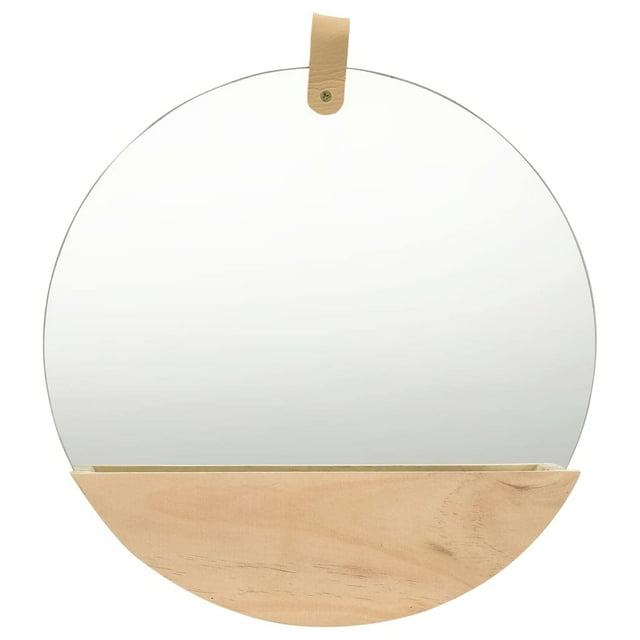 Espejo de Pared vidaXL con Compartimento de Almacenamiento en Madera de Pino 35 cm