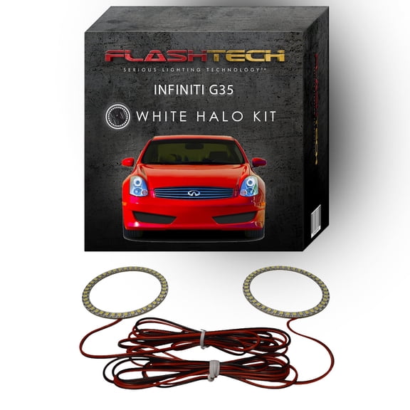 Flashtech White Angel Eye LED Headlight Halo kit for 2006-2008 Infiniti G35 Headlights