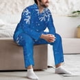 thumbnail image 7 of Vsdgher Blue Christmas With Snowflakes Mens Pajama Set, Soft Warm Long Sleeve Sleepwear, Cozy Button-Down Pjs for Men-XX-Large, 7 of 7