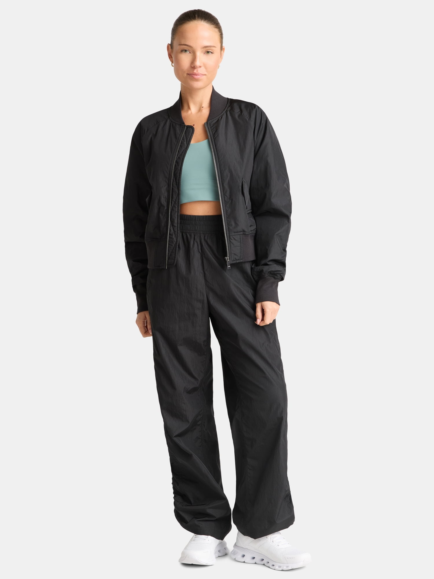 Avia Women's Shine Windbreaker Nylon Bomber Jacket, Sizes XS-XXXL