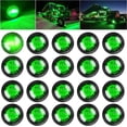 thumbnail image 1 of Luces LED de gálibo laterales redondas de 3/4", intermitentes delanteros y traseros, impermeables, para remolques, camiones, autobuses, furgonetas y camionetas (20 luces LED verdes), 1 of 1