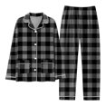 thumbnail image 3 of Caqnni Men's Pajama Set Flannel Plaid Pajama Set Sleep & Lounge PJ Bottoms Warm Sleepwear Set with Drawstring Pockets (A03-Black,XL), 3 of 3