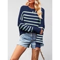 thumbnail image 6 of Women'S Sweater Fall Crew Neck Batwing Sleeve Pullover Sweaters Blue-Green M, 6 of 7
