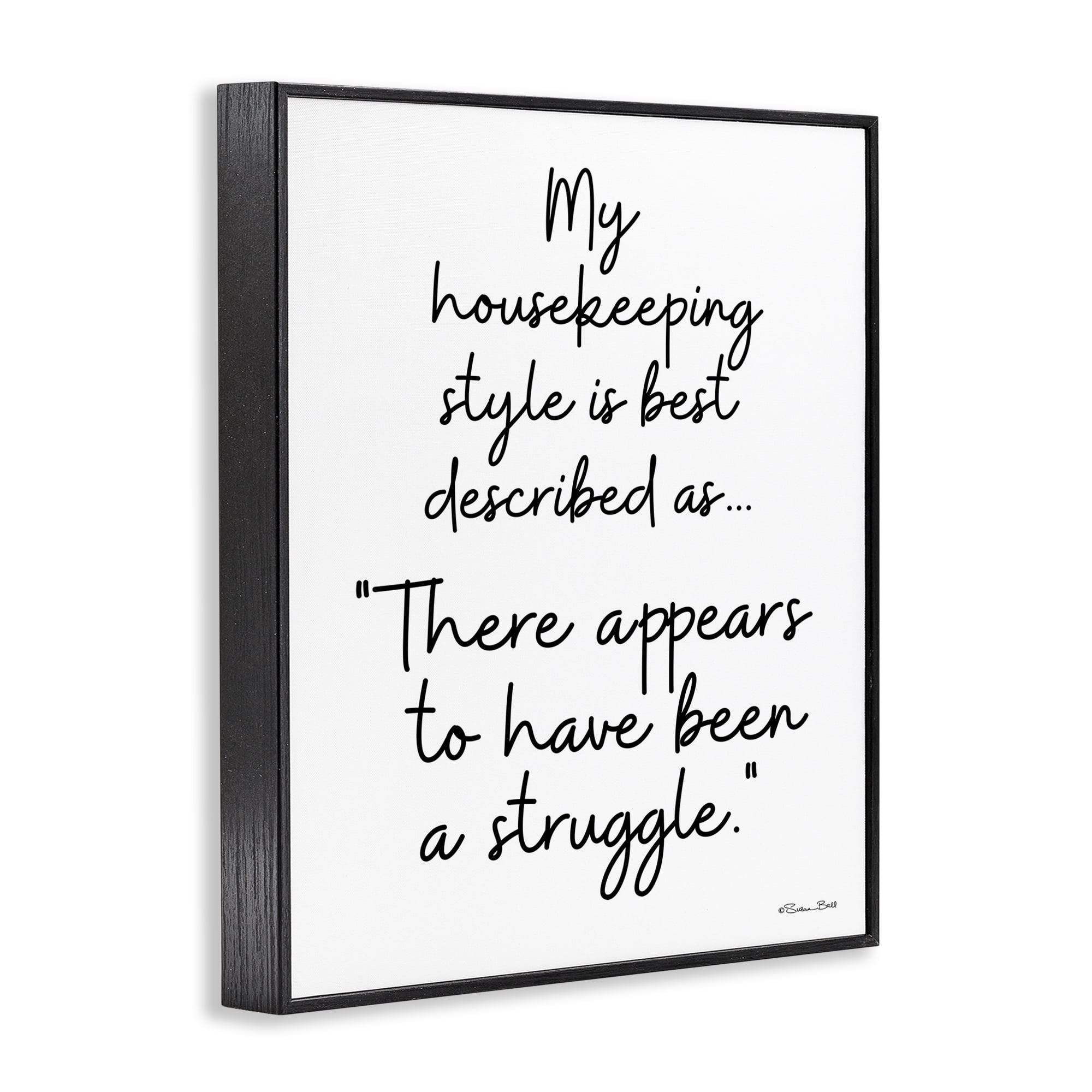 Stupell Industries Funny Housekeeping Struggle Novelty Painting Black Framed Art Print Wall Art, 24 x 30