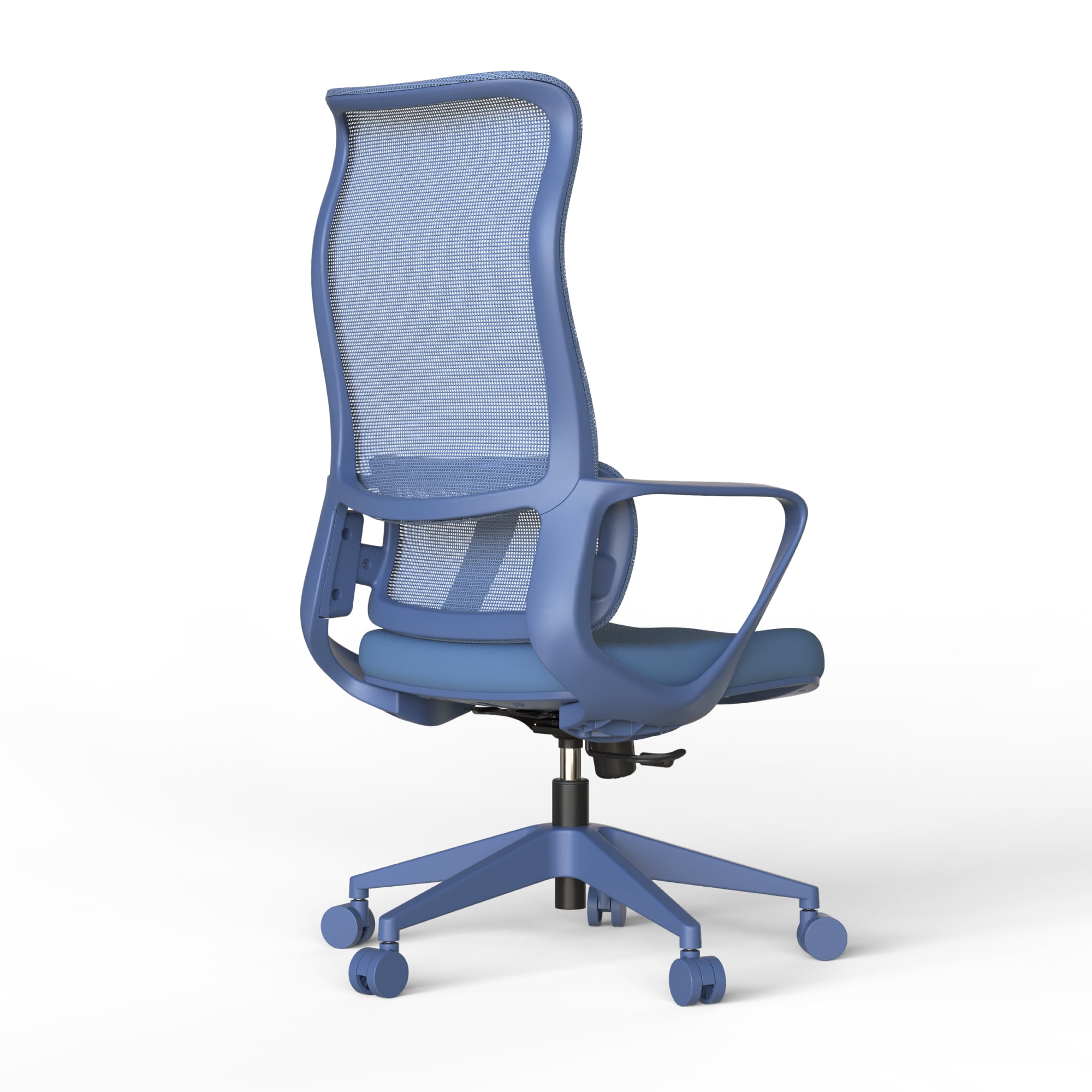 Modern Fabric Ergonomic Office Chair with Adjustable Lumbar Support, High Back Swivel Task Chair with Armrests for Home Office & Meeting Room, Blue