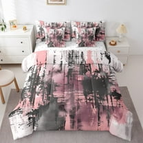 Manfei Pink Abstract Geometric Twin Bedding Sets 7-Piece, Chic Modern Fashion Bedding Comforter Set, Teen Kid Child Adult Reversible Sheet Sets, Breathable Home Decor