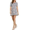 thumbnail image 5 of MODA NOVA Junior's Short Puff Sleeve Ruffle Hem Sweetheart Neck Dress, 5 of 5