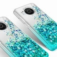 thumbnail image 4 of Liquid Glitter Phone Case for Nokia X100 Case Cover w/Tempered Glass Screen Protector - Clear/Teal, 4 of 5