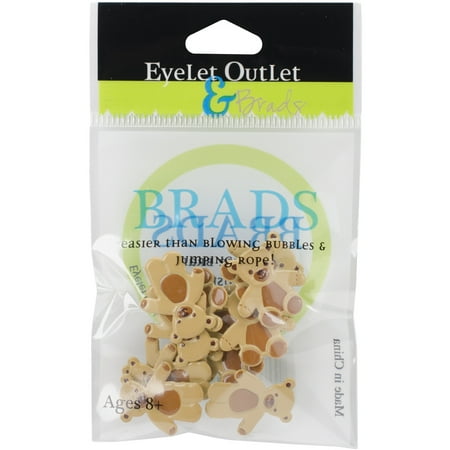 Eyelet Outlet Shape Brads 12/Pkg-Brown Bear, Pk 3, Eyelet Outlet