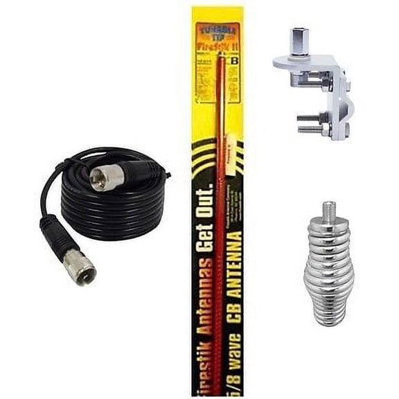 NEW FIRESTIK 2 FS5 R 5FT RED CB ANTENNA, 18FT COAX, MOUNT, HD BARREL SPRING