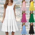 thumbnail image 1 of Gspmoly Robes Décontractées pour Femmes, Mode Femme Vacances Été Couleur Unie Sans Manches Robe de Fête Plage Robes d'Été pour Femmes Articles en Liquidation, 1 of 6