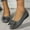 Gray, variant on Women's Wide Width Flat Shoes - Ladies Pointed Toe Suede Slip On Office Ballet Flats Black 7.5