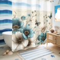 thumbnail image 5 of No Hook Shower Curtain, Teal Tulip Butterfly Shower Curtains for Bathroom with See Through Top Window, Turquoise Floral Farmhouse Beige Waterproof & Washable Bath Curtain 66"x72", 5 of 9