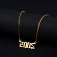 thumbnail image 4 of Collar con colgante de número de año de nacimiento, collar de acero inoxidable con número de oro y cumpleaños, joyería de cadena para mujer y niña Adepaton LRWJ198-19, 4 of 6