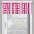 thumbnail image 4 of Ambesonne Pink and White Valance & Curtain, Traditional Argyle, 55"x36", Pink Pale Pink and White, 4 of 7