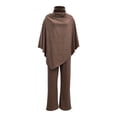 thumbnail image 4 of Vornjynx Women's 2 Piece Sets Fall Outfits Round Neck Long Sleeve Tops Pocket Long Pants Lounge Matching Sets Brown Size M, 4 of 5