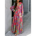 thumbnail image 5 of DOKOTOO Ladies Colorblock Boho Dresses Long Sleeve V Neck Empire Waist Ruffle Layered Maxi Dresses Fashion Floral Printed Fall Casual Dress Chiffon Long Dress, US 16-18(XL), 5 of 7