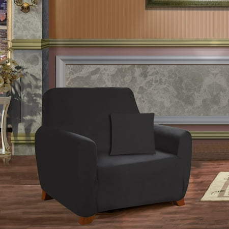 Design History Black Stretch Jersey - Elegant Comfort Collection Luxury Soft Furniture Jersey STRETCH SLIPCOVER, Chair Black