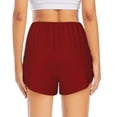 thumbnail image 3 of Picia Maroon Pattern Women's 2 in 1 Athletic Running Shorts High Waisted Workout Casual Gym Sweat Shorts with Comfy Liner Zipper Pockets-Large, 3 of 9