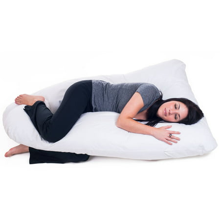 Pregnancy Pillow, Full Body Maternity Pillow with Contoured U-Shape by Bluestone, Back Support-Lavish Home-White-60