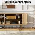 thumbnail image 4 of Merluxy 70" Mid Century TV Stand with Tambour Door & Wood Legs, Dust-Proof Storage Cabinet, Brown, 4 of 8