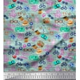 thumbnail image 1 of Soimoi Modal Satin Fabric Camera,Hat & Briefcase Travel Printed Fabric 1 Yard 42 Inch Wide, 1 of 3