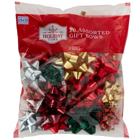 Multicolor Heritage Holiday Christmas Assorted Gift Bows Bag, 20 Count, by Holiday Time