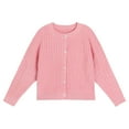 thumbnail image 4 of NIEWTR Girls Button up Cardigan Jackets Kids Long Sleeve Cable Knit Sweaters Sweaters for Little Girls Cardigan Sweater Sweater Coat，90，Pink, 4 of 5