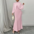 thumbnail image 2 of CIENVNSTG Women Long Dress Embroidered Stand Collar Stretch Slim Maxi Gown Female Autumn Party Sheath Dresses Pink L, 2 of 4