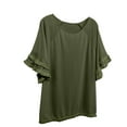 thumbnail image 6 of Green Tshirts for Womens Plus Size Tops Tunic Short Sleeve Crew Neck Shirts Casual Soft Blouse 1XL 5XL Summer Tops, 6 of 6