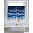 thumbnail image 2 of Tier Curtains 45 Inches Long, Navy Blue Ombre Window Treatment Curtain Drapes, Modern Moire Abstract Art Luxury Window Half Privacy Curtains for Bedroom Bathroom, 42"x45", 2 Panels, 2 of 7