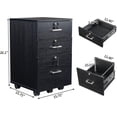 thumbnail image 3 of Black Wooden File Cabinet, 3 Drawer Vertical File Cabinets with 3 Lock,Printer Stand Mobile Storage Cabinet,Filing Storage Drawer for Home,Office,Black(15.75" L x 15.75" W x 26.1" H), 3 of 14