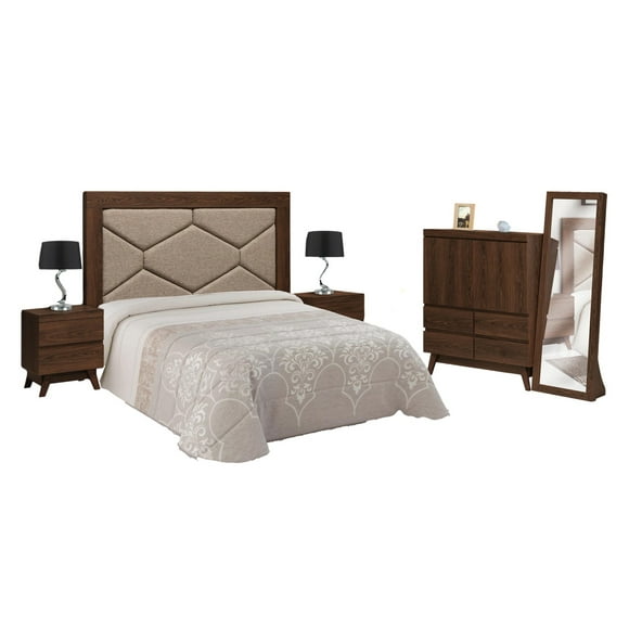 Recamara King Size Kessa Muebles Kross Nogal