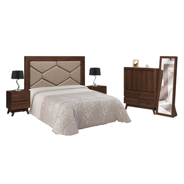 Recamara King Size Kessa Muebles Kross Nogal