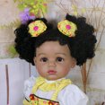 thumbnail image 3 of Muñeca Reborn Realista - 22 Pulgadas Soleada -muñeca Chica Africana con Cabello Enraizado y Vinilo Completo, Piel Marrón Oscuro, Vestido Verde, Tema de Fantasía, 3 of 15