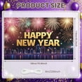 thumbnail image 2 of Fireworks Design Happy New Year Banner Golden Letters New Year Display City Skyline Festive Theme Festive Backdrop for New Year Party Indoor Decoration Photo Backdrop, 2 of 8
