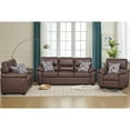 thumbnail image 5 of Hybition 3-Piece Living Room Sofa Set, Matte Faux Leather, with Geometric Pillows-Color:Brown, 5 of 9