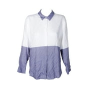 Vince Camuto Womens Blue White Colorblocked Button Down Shirt L