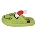 thumbnail image 4 of Dr Seuss The Grinch Who Stole Christmas Embroidered 3D Santa Hat Festive Holiday Boy's Rubber Bottom House Slipper OSFM, 4 of 7