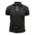 thumbnail image 4 of Blusa de Manga Corta de los Hombres Botones de Color Sólido Al Aire Libre Transpirable Cuello de Vuelta, Sudadera Suelta Casual para Diario, 4 of 7