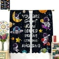 thumbnail image 5 of Kids Space Curtains, Cartoon Universe Galaxy Planet Astronaut Inspirational Quotes for Kids Room Window Decor, Rod Pocket Drapes for Living Room Bedroom Kitchen 2 Panel Set 42"W X 84"L, 5 of 6