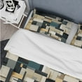 thumbnail image 4 of DESIGN ART Designart "Taupe Geometric Blocks Harmony I" Teal modern bedding covert set with 2 shams King, 4 of 5