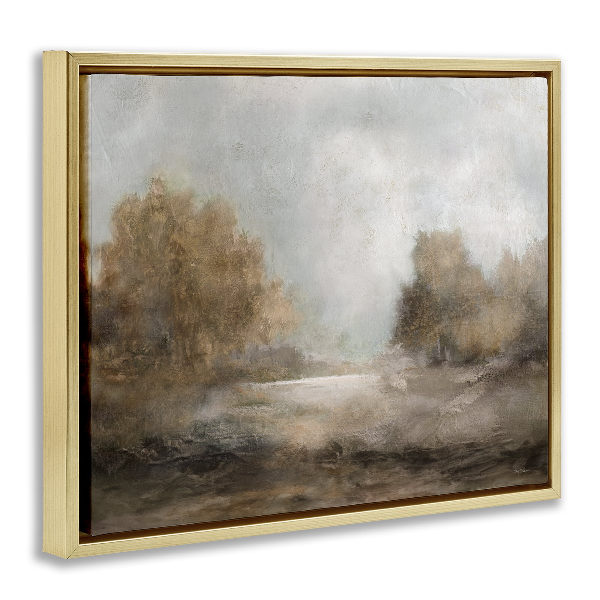 Stupell Industries Rural Scenic Atmosphere Landscape & Nature Painting Gold Floater Framed Canvas Art Print Wall Art, 31 x 25