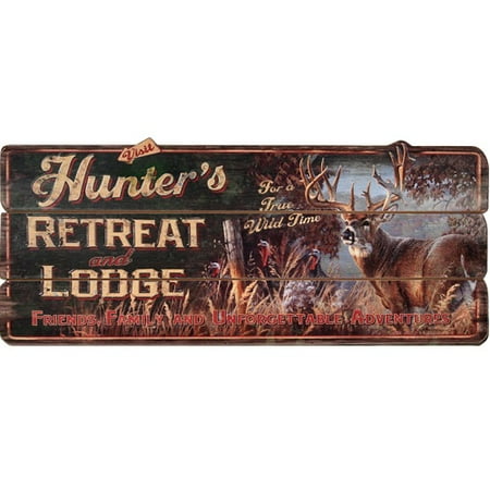 River's Edge Products Hunter's Retreat Lodge Sign Vintage advertisement