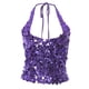 thumbnail image 1 of Tops cortos de fiesta de moda de color sólido con lentejuelas sin mangas y cuello en V para mujer, top de poliéster para mujer, 1 of 7