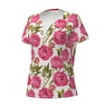 thumbnail image 2 of Naloa Rose Flowers Print T-Shirts Short Sleeve V Neck Tees for Women Fashion Tops Trendy Lightweight Soft Casual Summer Outfits Clothes, 2 of 5