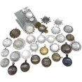 thumbnail image 3 of 20 Sets Mixed Setting Tray Pendant with 25MM Round Glass Cabochons Bronze Silver for Jewelry Making, 3 of 8
