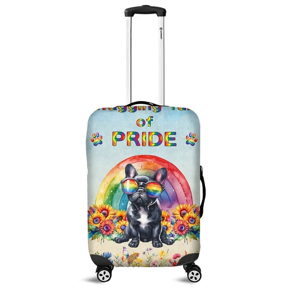 Wagging Tail French Bulldog Celebrates Rainbow Pride Month LGBT LGBTQ  Travel Luggage Cover Dog Lover Gifts Suitcase Dust Protective Decor - 01003